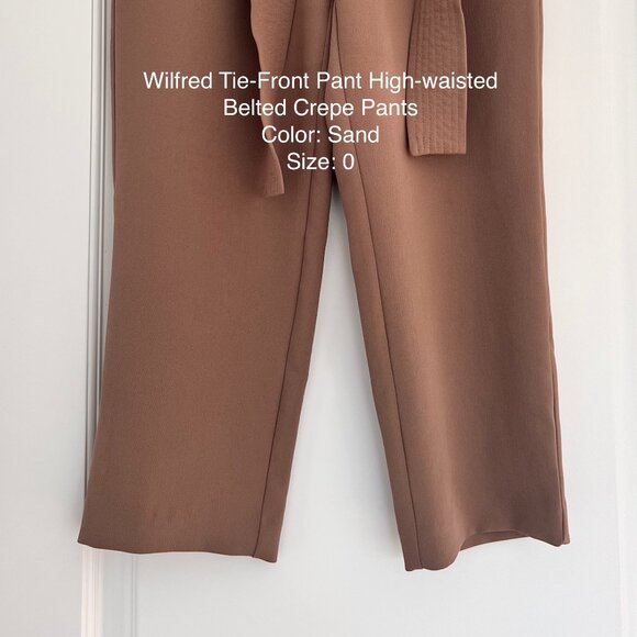 Wilfred Tie Front Pant High waisted Belted Crepe Pants - Picture 3 of 3